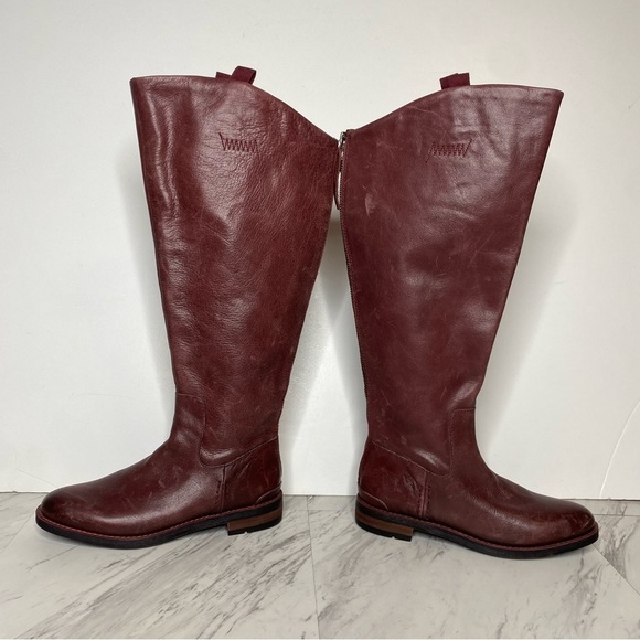 Franco Sarto Meyer Wide Calf Maroon Leather Tall Riding Boot 6 1/2 M - Picture 7 of 15